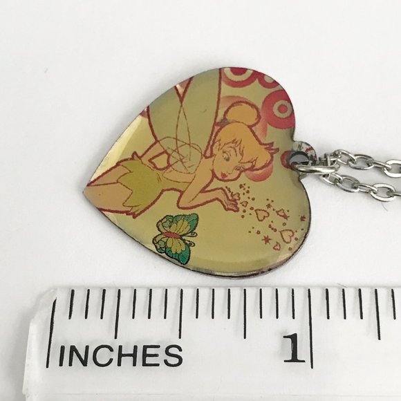 Vintage Disney Tinker Bell Heart Necklace Tink Fairy 18" Chain Valentines Gift - Picture 10 of 10